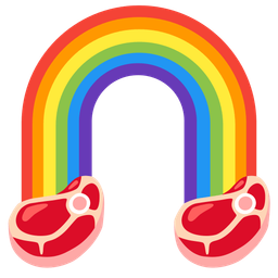 cut of meat and rainbow