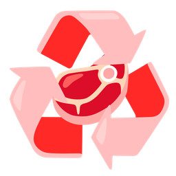 cut of meat and recycling symbol