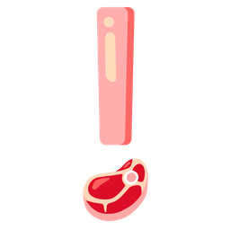 cut of meat and red exclamation mark