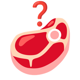 cut of meat and red question mark