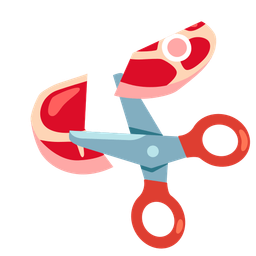 cut of meat and scissors