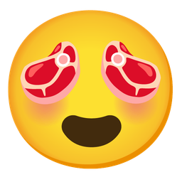 Cut of meat and Smiling face with heart-eyes