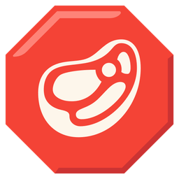 cut of meat and stop sign