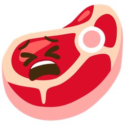 cut of meat and tired face