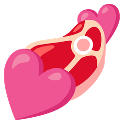 cut of meat and two hearts