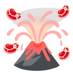 cut of meat and volcano