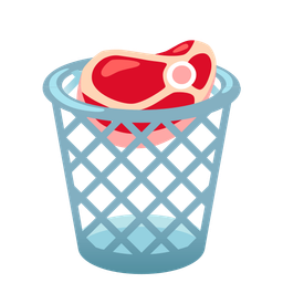 cut of meat and wastebasket