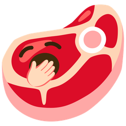 cut of meat and yawning face