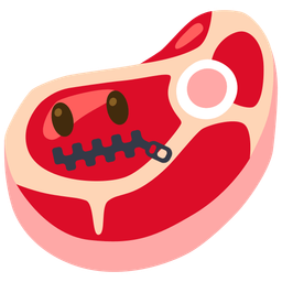 cut of meat and zipper-mouth face