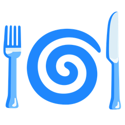 cyclone and fork and knife with plate