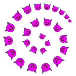 cyclone and smiling face with horns