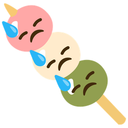 Dango and Downcast face with sweat