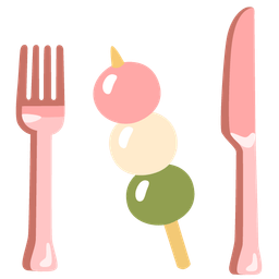 Dango and Fork and knife with plate