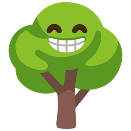 Deciduous tree and Beaming face with smiling eyes