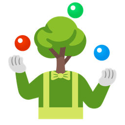 deciduous tree and clown face