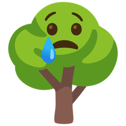 deciduous tree and crying face