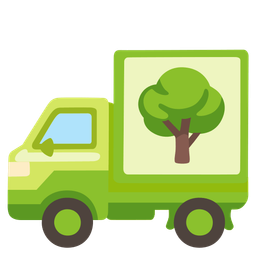 deciduous tree and delivery truck