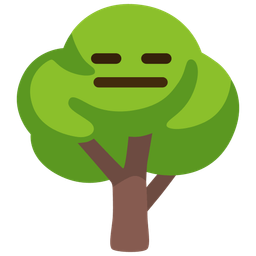 deciduous tree and expressionless face