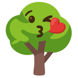 Deciduous tree and Face blowing a kiss