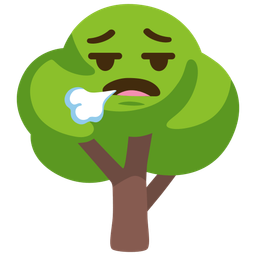 deciduous tree and face exhaling