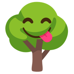 Deciduous tree and Face savoring food