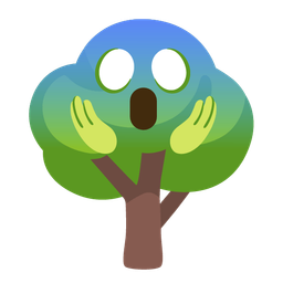 deciduous tree and face screaming in fear