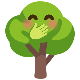 deciduous tree and face with hand over mouth