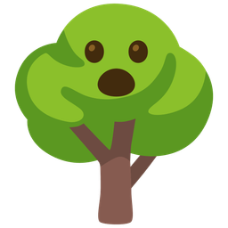 deciduous tree and face with open mouth