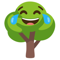 Deciduous tree and Face with tears of joy