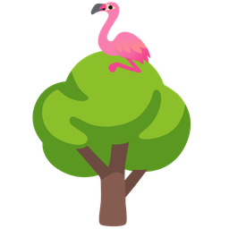 deciduous tree and flamingo