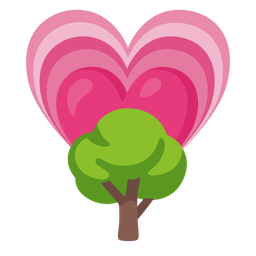 deciduous tree and growing heart