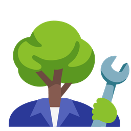 deciduous tree and hammer and wrench