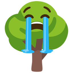 deciduous tree and loudly crying face