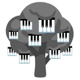 deciduous tree and musical keyboard