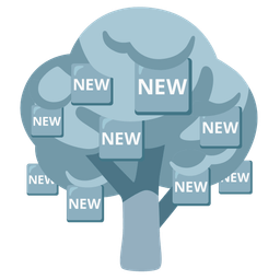 deciduous tree and NEW button