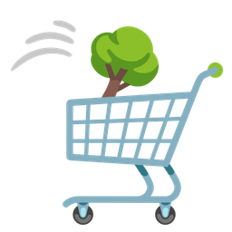 deciduous tree and shopping cart