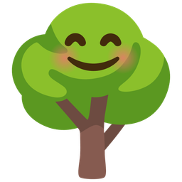 Deciduous tree and Smiling face with smiling eyes