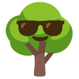 deciduous tree and smiling face with sunglasses
