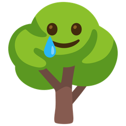 Deciduous tree and Smiling face with tear