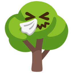 deciduous tree and sneezing face