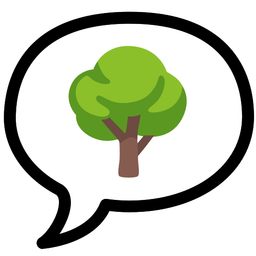 deciduous tree and speech balloon
