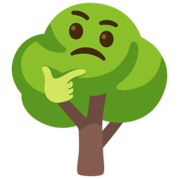 deciduous tree and thinking face