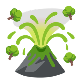 deciduous tree and volcano