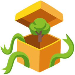 deciduous tree and wrapped gift