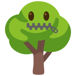 deciduous tree and zipper-mouth face