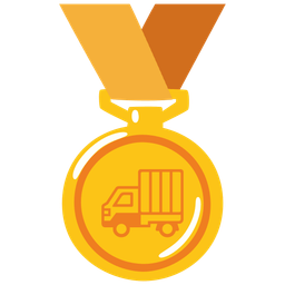 delivery truck and 1st place medal