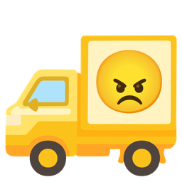 delivery truck and angry face