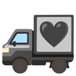 delivery truck and black heart