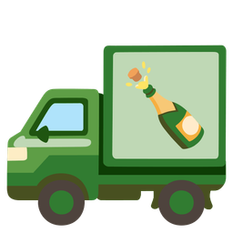 delivery truck and bottle with popping cork