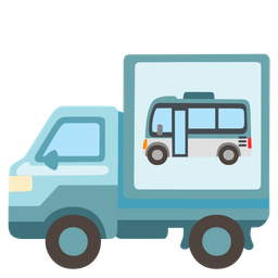 delivery truck and bus